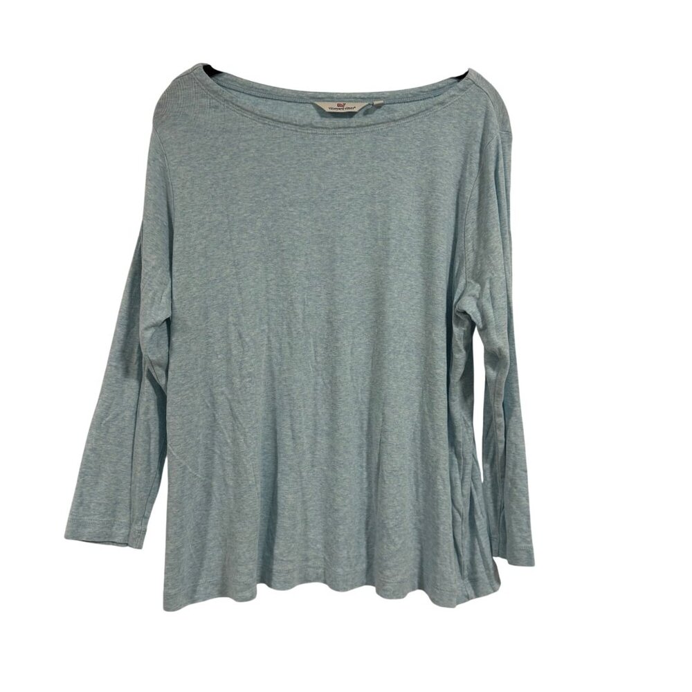 Vineyard Vines Simple Boatneck LS T-Shirt Heather Blue Size XXL